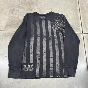 vintage archair motor american flag racing black thermal shirt size xl